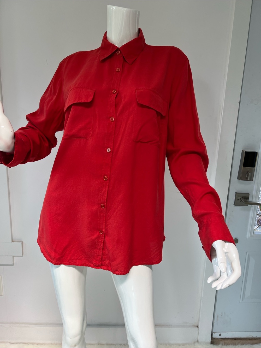 Nexx 100% Silk Collared Button-Front Shirt Dopamine